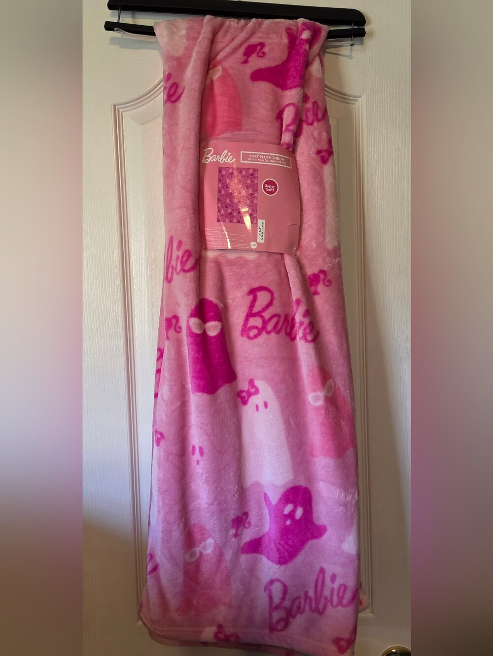 Barbie Pink Plush Ghosts Throw Blanket - Soft Cozy Throw